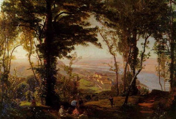 Blick Vom Kahlenberg Auf Klosterneuburg Oil Painting by Anton Hlavacek