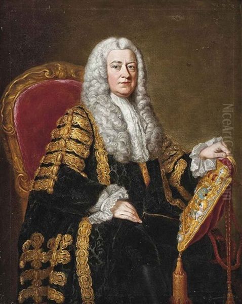 Portrait Of Philip Yorke, 1st Earl Of Hardwicke (1690-1764) In The Robes Of The Lord Keeper Of The Great Seal Oil Painting by William Hoare