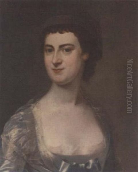 Portrait Of Mrs. Mary Knowles In A Blue Dress Oil Painting by William Hoare