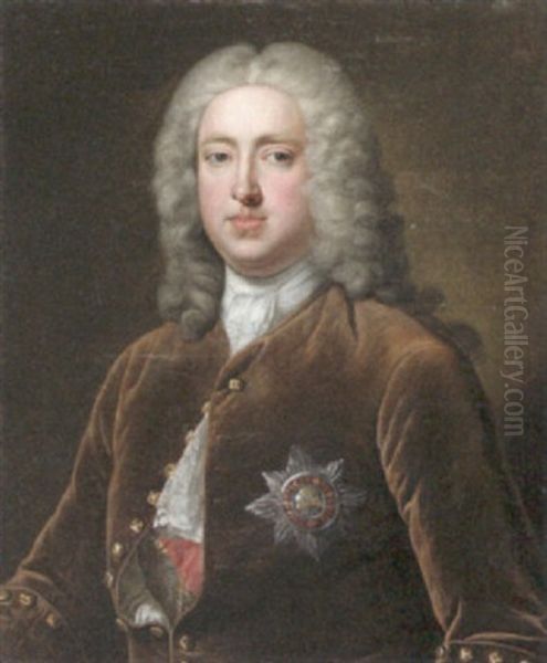 Portrait Of A Gentleman In A Brown Coat And White Cravat, Wearing The Star Of The Order Of The Bath Oil Painting by William Hoare