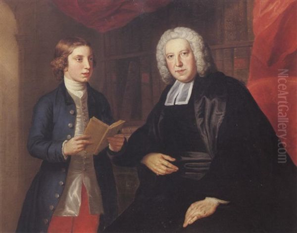 Portrait Of The Rev. William Friend (1715-1766) With His Son Robert (1740-1780) Oil Painting by William Hoare