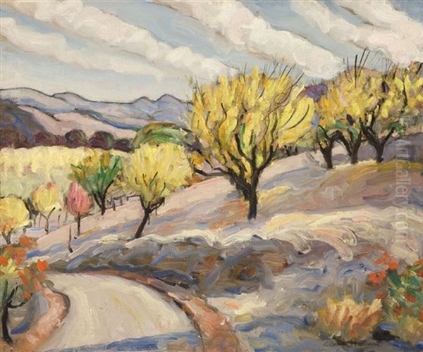 Road Through Orchards Oil Painting by Clark Hobart