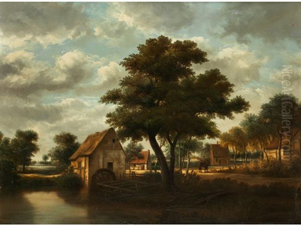 Alte Wassermuhle Unter Baum Oil Painting by Meindert Hobbema