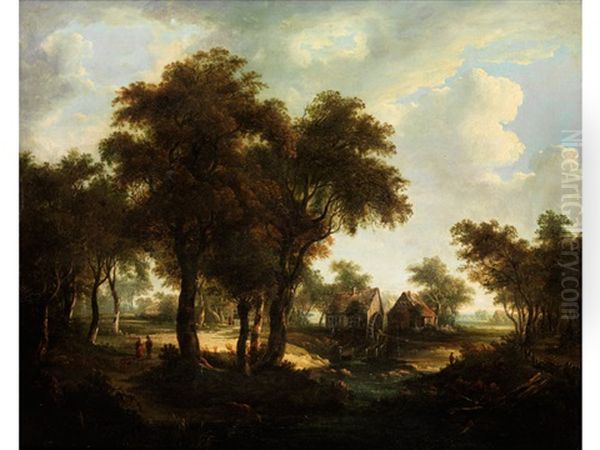 An Der Wassermuhle Oil Painting by Meindert Hobbema