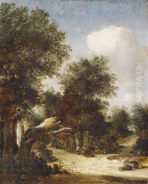 Baumbestandene Landschaft (fragment) Oil Painting by Meindert Hobbema