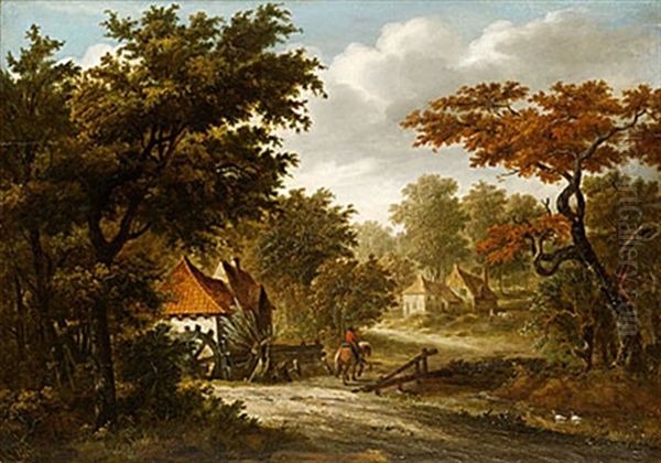 Landskap Med Vattenkvarn Oil Painting by Meindert Hobbema