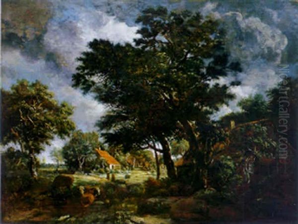 Landscape After A Storm Oil Painting by Meindert Hobbema