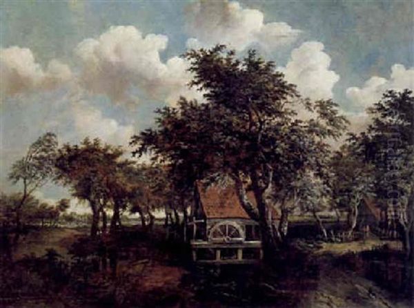 Landschaft Mit Wassermuhle Oil Painting by Meindert Hobbema