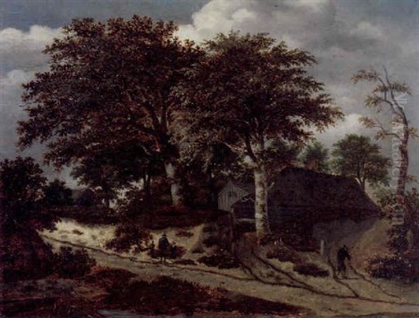 Waldlandschaft Mit Fussgangern Oil Painting by Meindert Hobbema