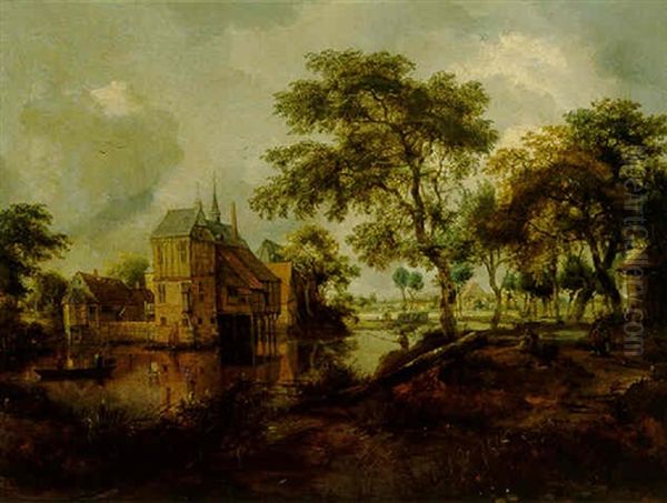 The Castle Of Ootmarsum Oil Painting by Meindert Hobbema