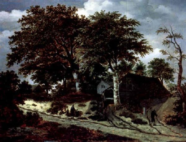 Waldlandschaft Mit Fussgangern Oil Painting by Meindert Hobbema