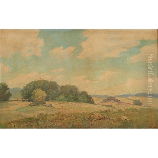 Landscape With Distant Barn Oil Painting by Jess Hobby