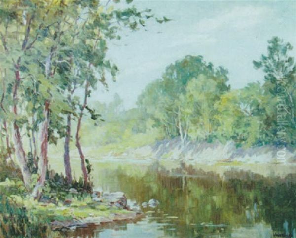 Impressionistic River Landscape Oil Painting by Jess Hobby