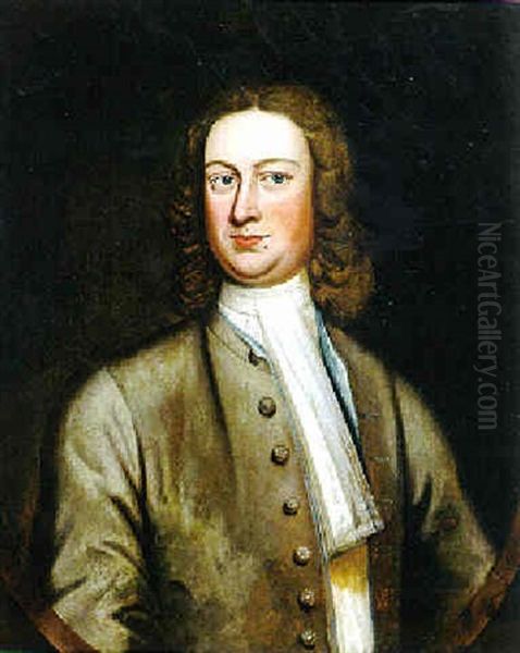 Portrait Eines Jungen Mannes Mit Weisem Plastron Und Grauer Jacke Oil Painting by William Armfield Hobday