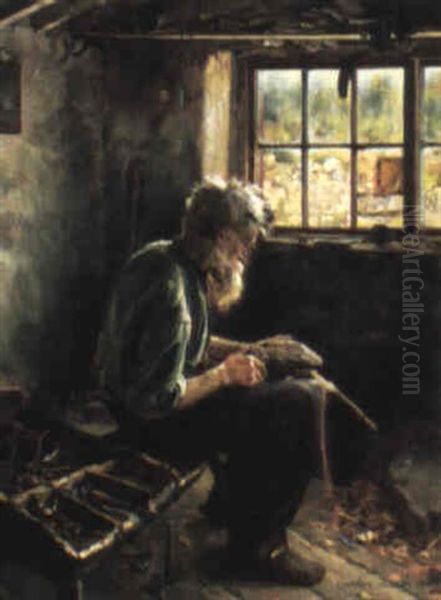 The Cobbler Oil Painting by Edward George Hobley