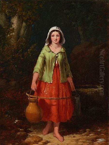 At The Well (+ At The Spring; Pair) Oil Painting by Henry E. Hobson