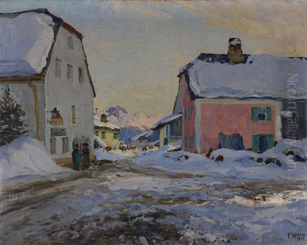 Dorfgasse Im Schnee. Seefeld Im Tirol by Franz Xaver Hoch