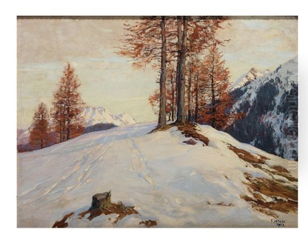 Larchen Im Schnee Oil Painting by Franz Xaver Hoch