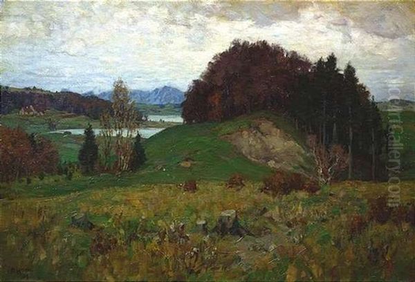 Herbstliche Seenlandschaft Mit Einer Anhohe Oil Painting by Franz Xaver Hoch