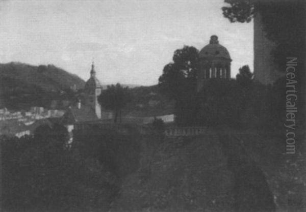 Blick Von Der Terrasse Des Neuen Schlosses Auf Baden-baden Oil Painting by Franz Xaver Hoch