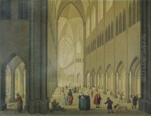 Interieur Einer Gotischen Kirche Oil Painting by Johann Jakob Hoch