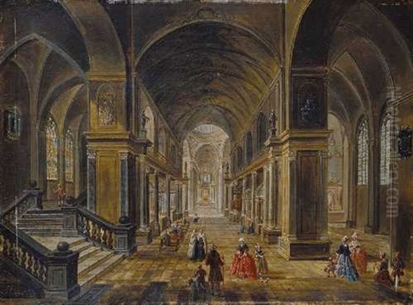 Zwei Kircheninterieurs Oil Painting by Franz Hochecker