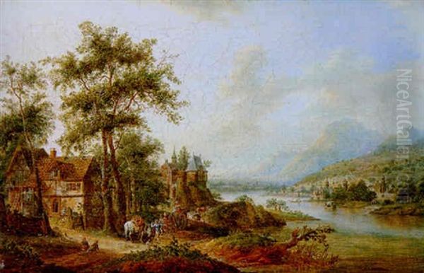 Phantastische Rheinlandschaft Oil Painting by Franz Hochecker