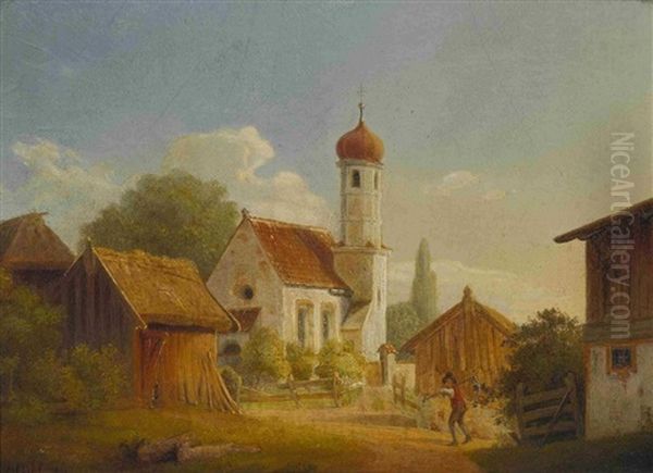 Dorfkirche Im Sommer Oil Painting by Anton Hoechl