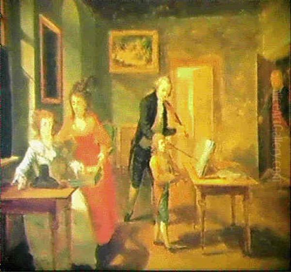 Die Familie Des Wiener Bankiers Baron Geymuller In Ihrer    Wohnung by Johann Baptist Hoechle