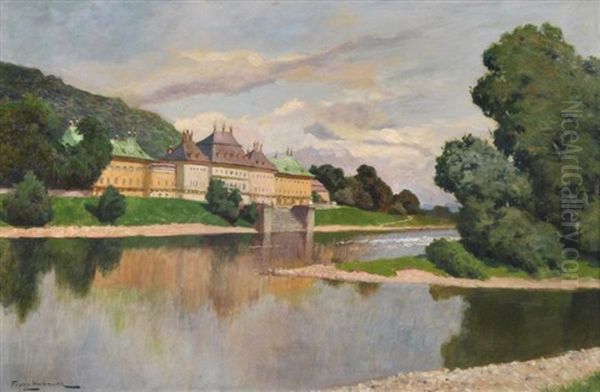 Blick Auf Schloss Pillnitz Oil Painting by Franz Gustav Hochmann