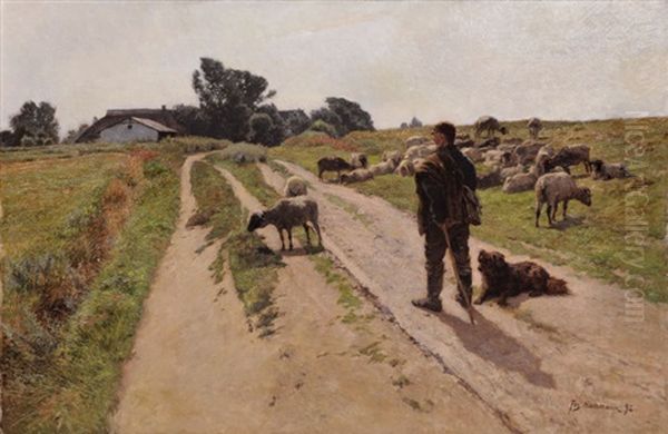 Schaafherde Oil Painting by Franz Gustav Hochmann