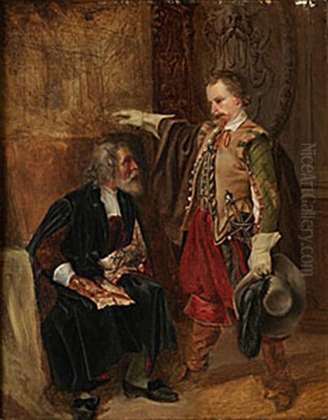 Historisk Figurscen Oil Painting by Johan Fredrik Hoeckert