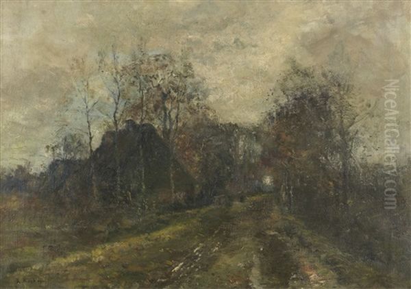 Bauernhof Am Wegesrand Oil Painting by Rudolf Hoeckner