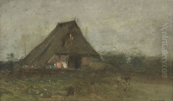 Bauernhaus Mit Wascheleine Oil Painting by Rudolf Hoeckner