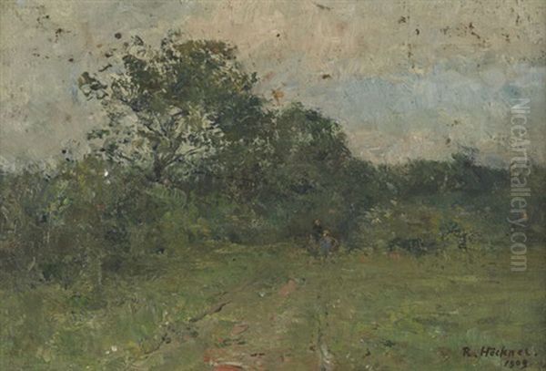 Landschaft Mit Kleinen Gestalten Oil Painting by Rudolf Hoeckner