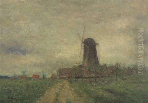 Grose Windmuhle (in Wedel) Oil Painting by Rudolf Hoeckner