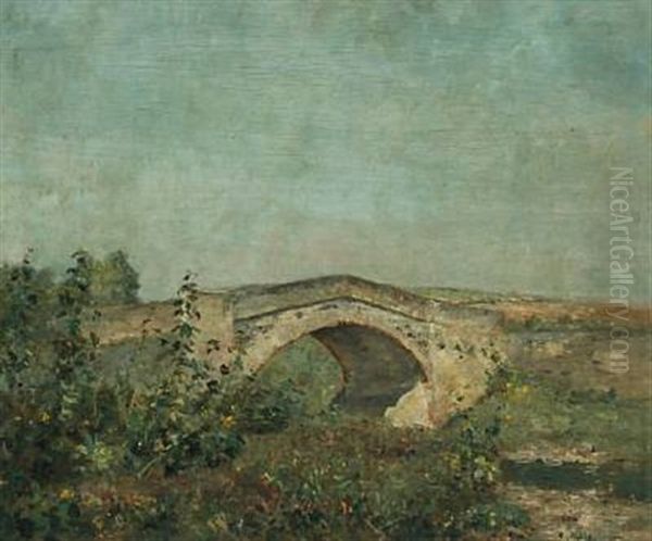 Landscape With Bridge Oil Painting by Rudolf Hoeckner