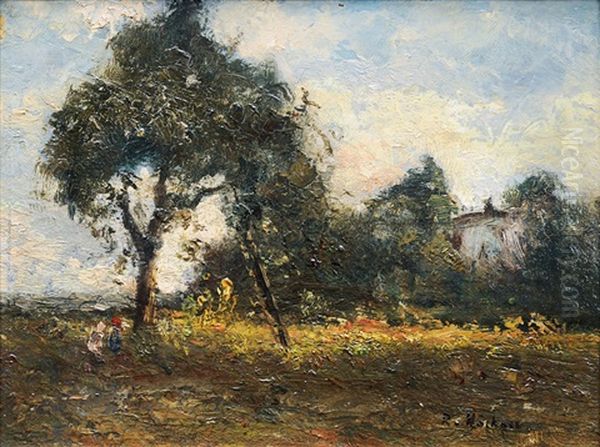 Garden With Pear Tree Oil Painting by Rudolf Hoeckner