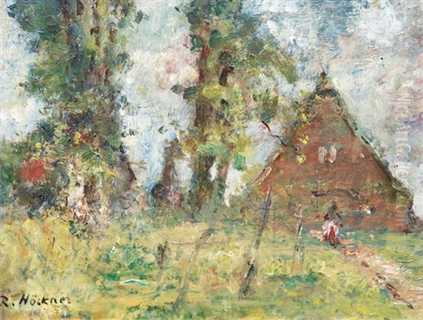 Cottage On The Edge Of The Forest Oil Painting by Rudolf Hoeckner