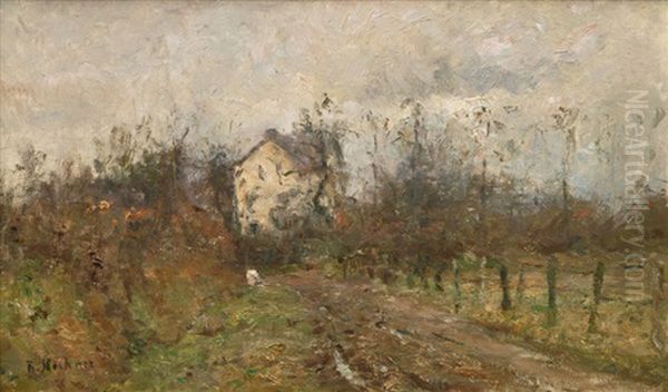 Path In A Northern German Landscape Oil Painting by Rudolf Hoeckner