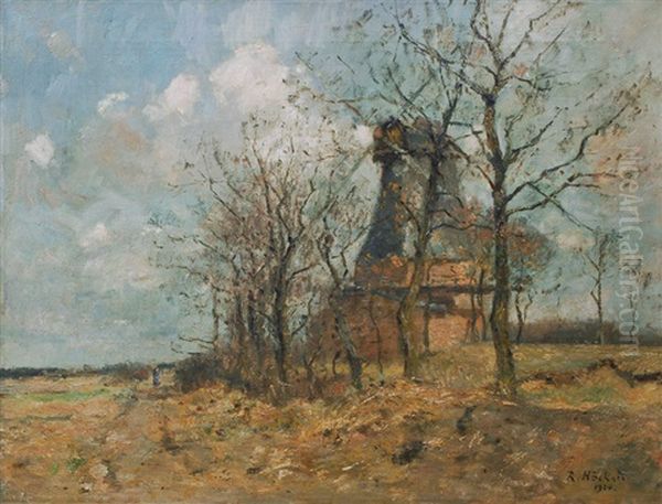 Windmill Near Wedel Oil Painting by Rudolf Hoeckner