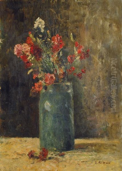 Flowers In A Vase Oil Painting by Rudolf Hoeckner