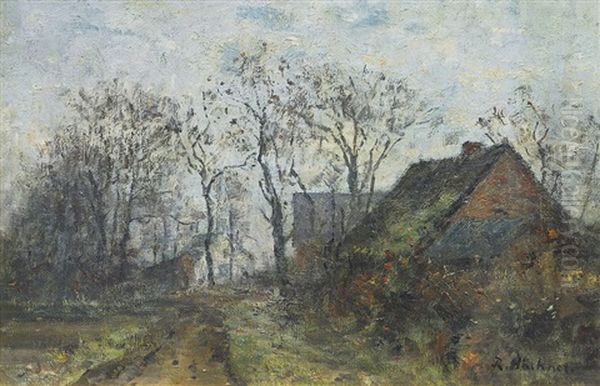 A Village With Path Oil Painting by Rudolf Hoeckner