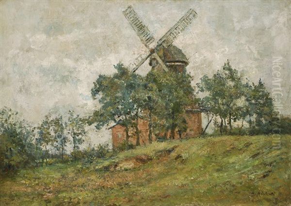 A Windmill Near Wedel Oil Painting by Rudolf Hoeckner