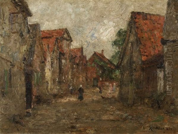 Dorfstrase Oil Painting by Rudolf Hoeckner