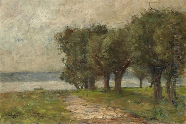 Landschaft Am Fluss Oil Painting by Rudolf Hoeckner