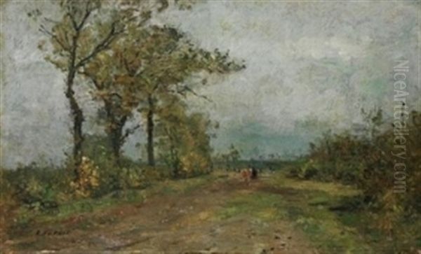 Wedeler Marschenweg Oil Painting by Rudolf Hoeckner