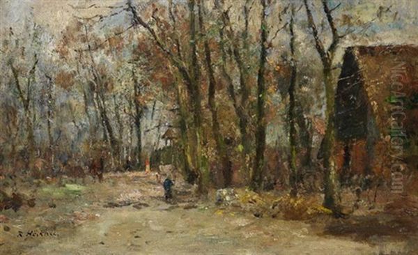 Alte Wedeler Dorfstrase Oil Painting by Rudolf Hoeckner