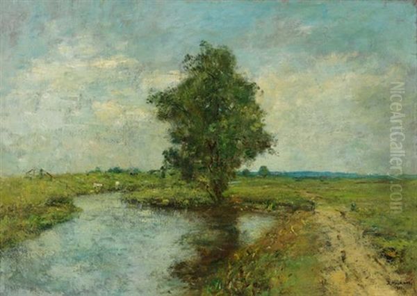 Flusslandschaft Bei Wedel Oil Painting by Rudolf Hoeckner