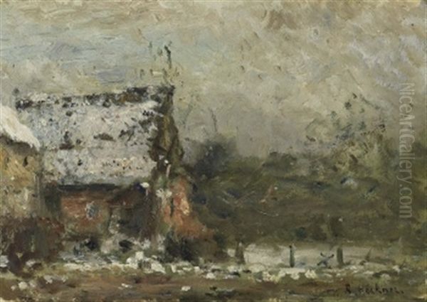 Bauernhaus Im Winter Oil Painting by Rudolf Hoeckner